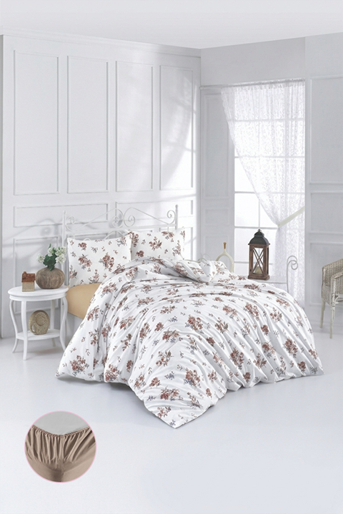 Aytunç Eylül %100 Pamuklu Çift Kişilik Lastikli (Fitted) Nevresim Takımı 200x220