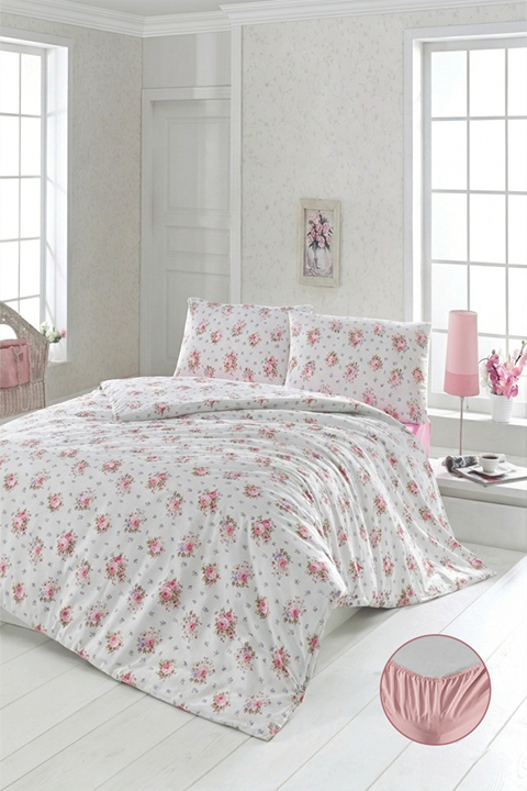 Aytunç Ece %100 Pamuklu Çift Kişilik Lastikli (Fitted) Nevresim Takımı 200x220