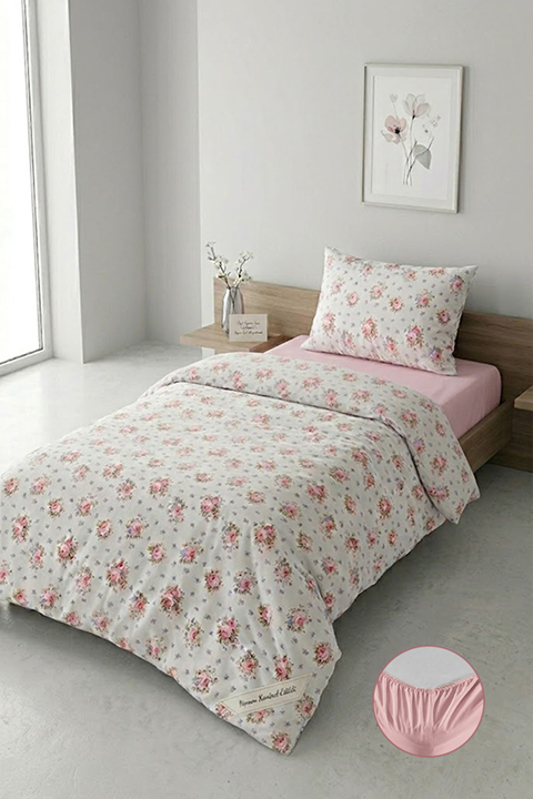 Aytunç Ece %100 Pamuklu Tek Kişilik Lastikli (Fitted) Nevresim Takımı 160x220