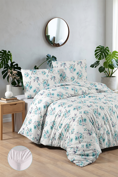 Arden %100 Pamuklu Çift Kişilik Lastikli (Fitted) Nevresim Takımı 200x220 cm