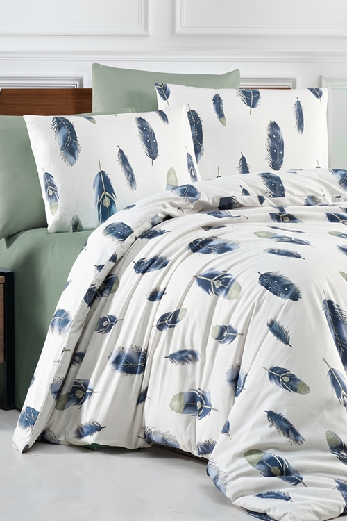 Serin %100 Pamuklu Çift Kişilik Lastikli (Fitted) Nevresim Takımı 200x220 cm