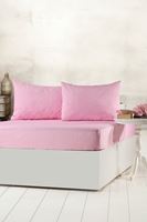 Tekstilla Rosa Lastikli Fitted Pudra Renk Çift Kişilik Yastık Kılıflı Çarşaf Seti