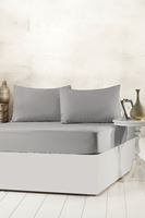 Aytunç Lisa Lastikli Fitted Gri Renk Çift Kişilik Yastıklı Çarşaf Seti