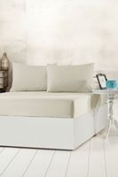 Aytunç Lisa Lastikli Fitted Taş Renk Çift Kişilik Yastıklı Çarşaf Seti