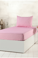 Tekstilla Rosa Lastikli Fitted Pudra Renk Tek Kişilik Yastık Kılıflı Çarşaf Seti