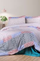 Aytunç Etnik Dijital %100 Pamuklu Çift Kişilik Lastikli (Fitted) Nevresim Takımı 200x220 cm